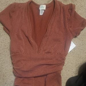 Ribbed Rust Top